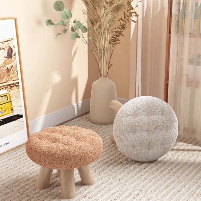 小凳子家用实木矮凳客厅茶几沙发圆凳布艺坐凳换鞋小板凳结实移动