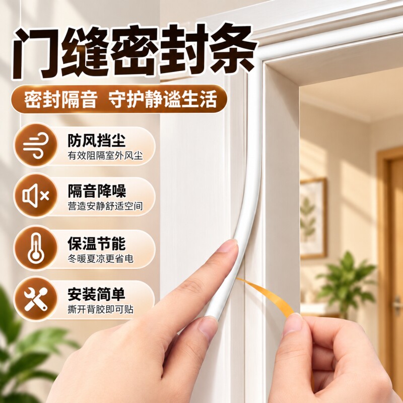 门框密封条门缝静音条门底缝隙防风条胶条门窗木门房间门隔音门贴图片