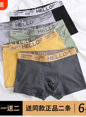 男士内裤男生纯棉抗菌四角裤衩平角短裤头男式大码全棉透气男红色