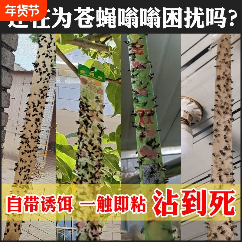 苍蝇贴强力粘蝇纸彩带粘蚊克星捕灭蝇神器粘蝇板条一扫光双面厨房,居家日用,粘蝇纸,淘宝优惠券,粉丝福利购,淘宝优惠卷