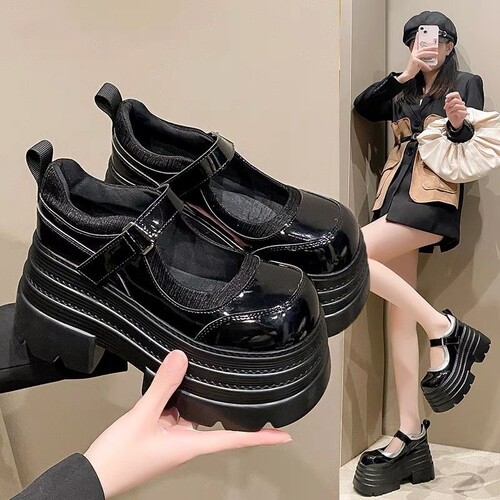 意尔康心选黑色大头复古厚底玛丽珍鞋女2026春季新款jk小皮鞋小个