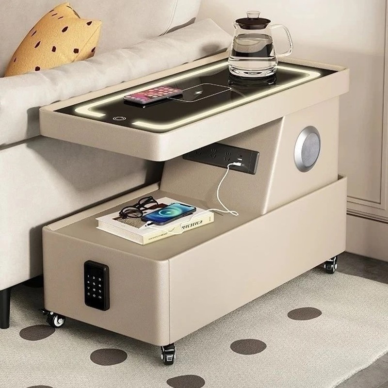 实木移动茶几小户型无线充电边柜蓝牙音响带USB排插沙发边几推车,住宅家具,床头柜,淘宝优惠券,粉丝福利购,淘宝优惠卷