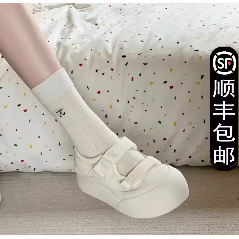 厚底大头女鞋子2025新款夏季百搭白色玛丽珍丑萌鞋凉鞋小皮鞋单鞋