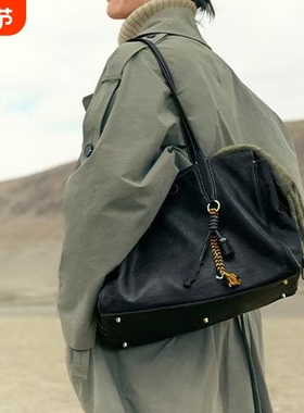 【李娜同款】大容量旅行包song植鞣皮公文包通勤单肩托特包软包包