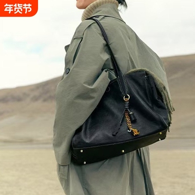 李娜同款大容量旅行包song植鞣皮公文包通勤单肩托特包软包包斜挎