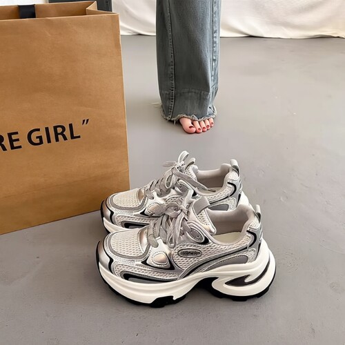 爆款百搭厚底老爹鞋女小个子增高