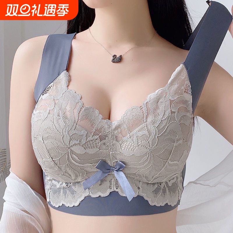 内衣胖mm运动上托聚拢背心女大码防下垂大胸显小文胸罩薄款收副乳