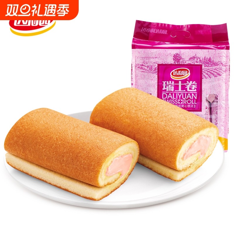 达利园瑞士卷草莓味240g蛋糕健康早餐充饥解馋点心糕点小零食西式