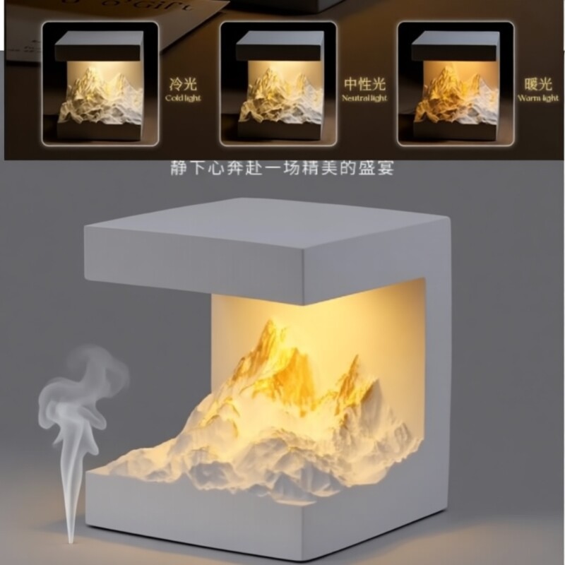 日照金山小夜灯扩香石香薰生日礼物男礼盒送朋友女生无火男香氛