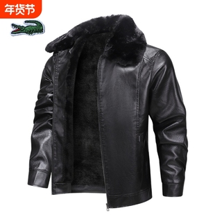贵族鳄鱼皮衣男秋冬加绒棉服厚款防风防水旅游登山外套男士皮夹克