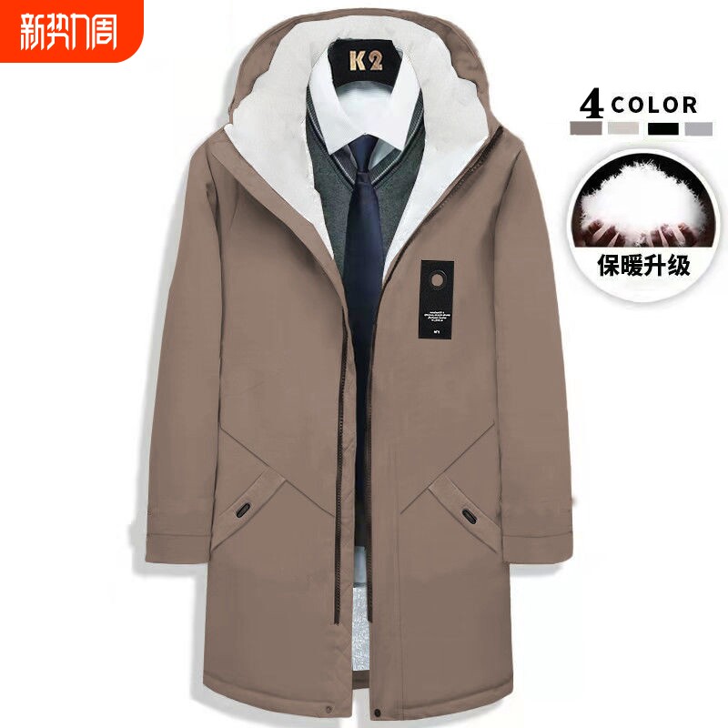 中年商务冬装中长款棉衣男加绒加厚棉袄外套保暖风衣棉服外穿秋冬