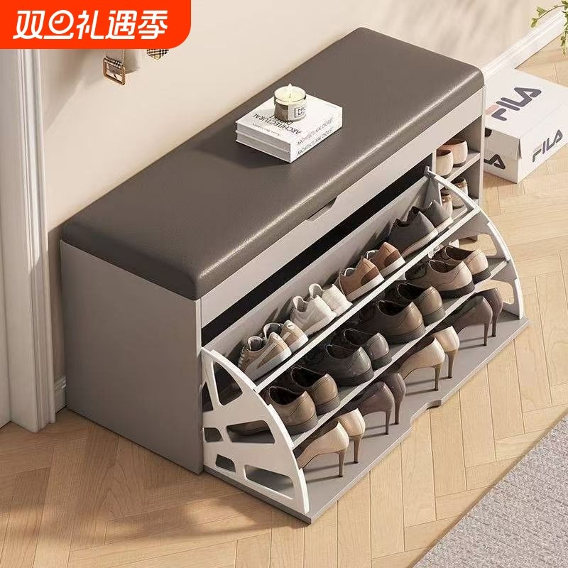 实木换鞋凳现代翻斗收纳凳坐垫入户鞋架家用进门口长条凳可坐储物