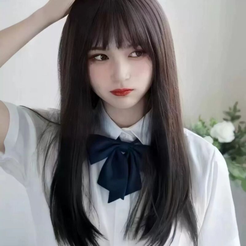 假发女长发中长款Lolita夏天薄款jk女装大佬cos伪娘黑长直全头套图片