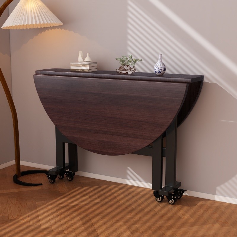 折叠餐桌家用小户型简约吃饭桌子出租房可移动多功能隐形大圆桌子