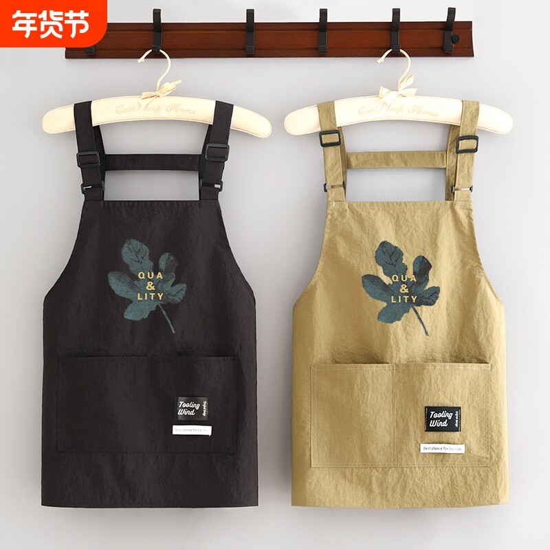 网红防泼水围裙厨房家用防污做饭短款围腰耐磨上班工作服餐饮专用
