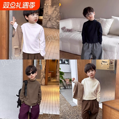 纯棉半高领儿童打底衫男童女童