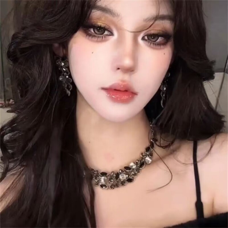zoozmomo欧美夸张黑色锆石项链女2025新款轻奢小众高级感