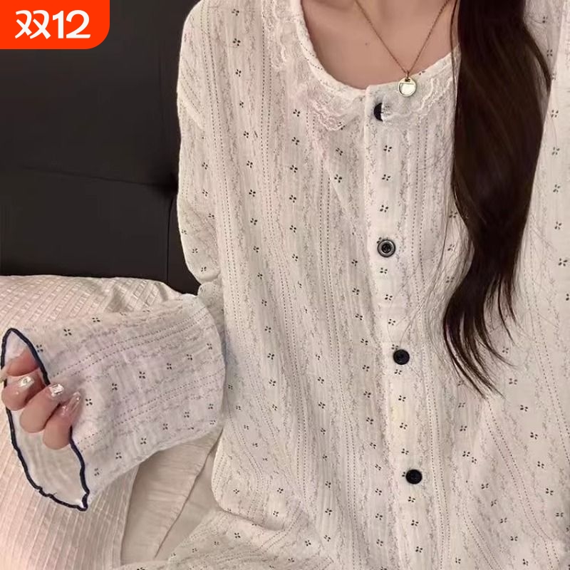 女棉纱碎花长袖睡衣韩系甜美清新