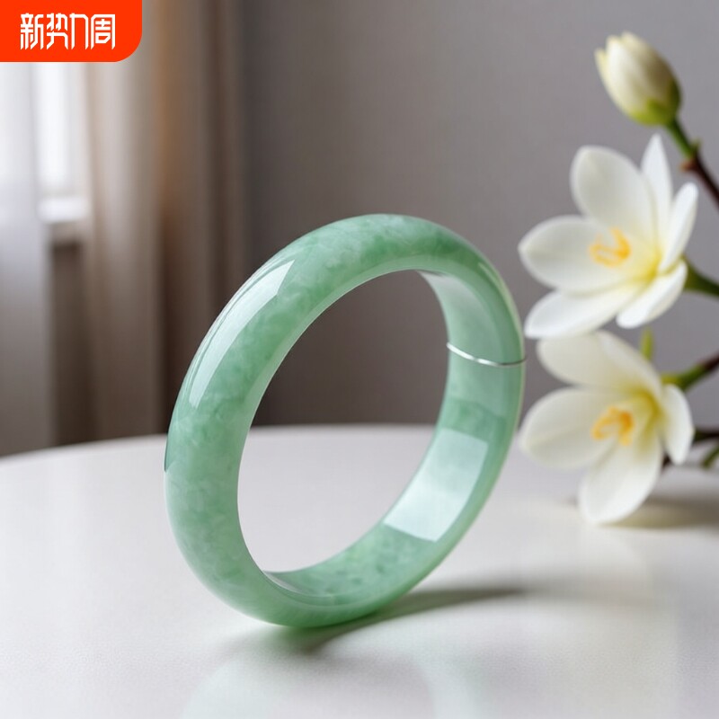 学生翠色飘花真玉石镯子贵州翠手镯正品少女玉手镯送礼物妈妈镯子