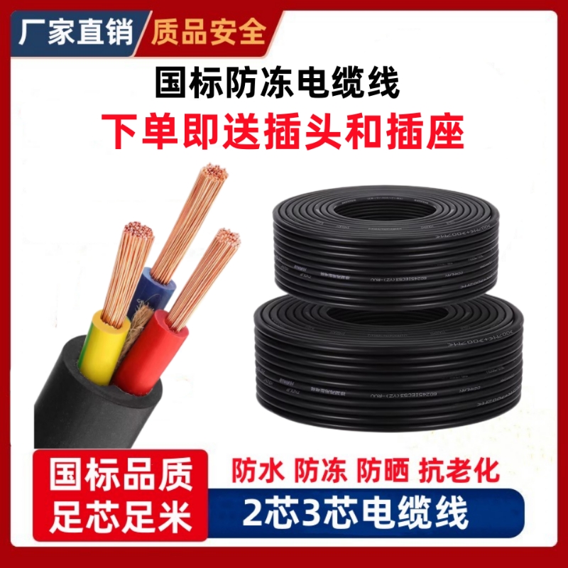 工程RVV电源线国标2芯3芯相电缆