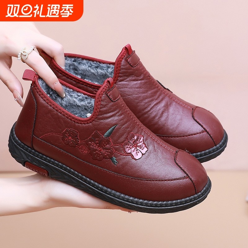 2025冬季老北京鞋女棉鞋加绒保暖中老年人妈妈鞋防滑轻便舒适棉鞋