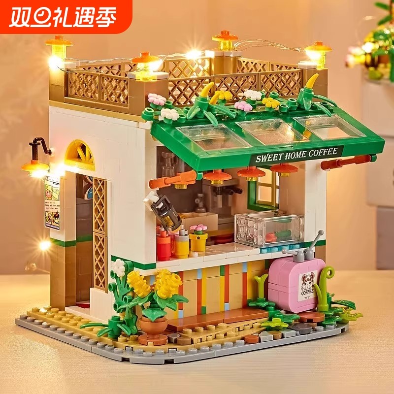 2025新款阳光花房积木diy手工小屋公主风积木拼装玩具生日礼物