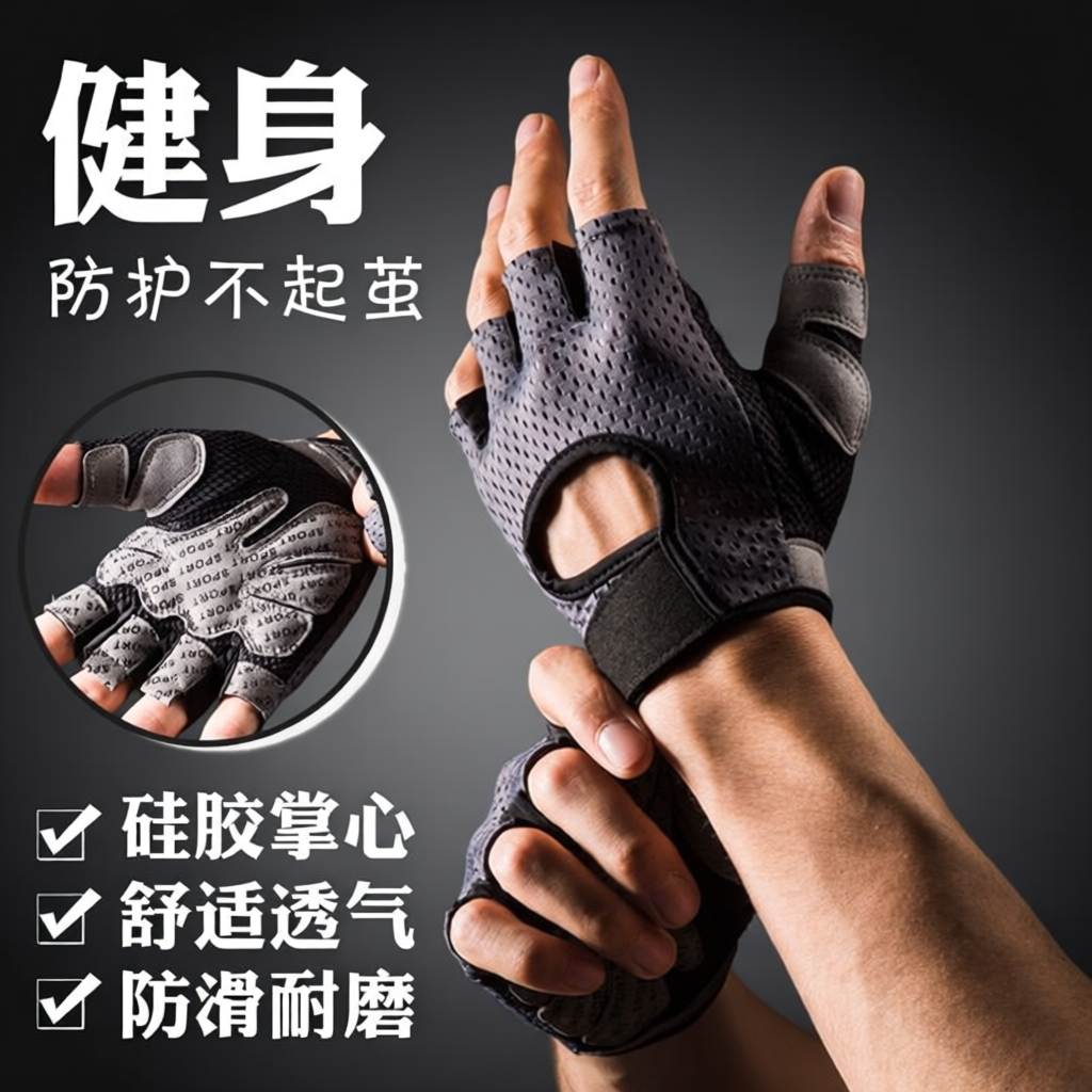 健身手套男女薄壶铃哑铃器械训练撸铁防滑防起茧单杠运动骑行攀岩