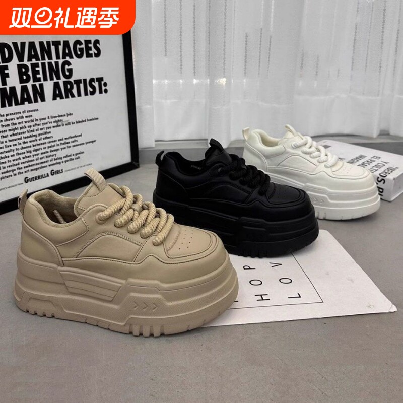 赵露思同款2025校园秋季厚底增高松糕鞋女韩版校园百搭休闲板鞋女