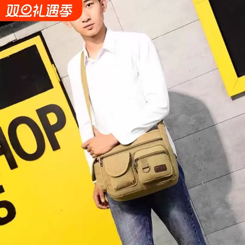 男包帆布包单肩包男斜挎包男士包包背包休闲旅行包时尚潮包工具包