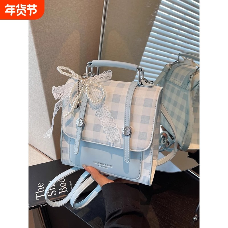 伊布古奇上课通勤学院风女士双肩包2025新小众百搭复古斜挎包防水,箱包皮具/热销女包/男包,双肩背包,淘宝优惠券,粉丝福利购,淘宝优惠卷