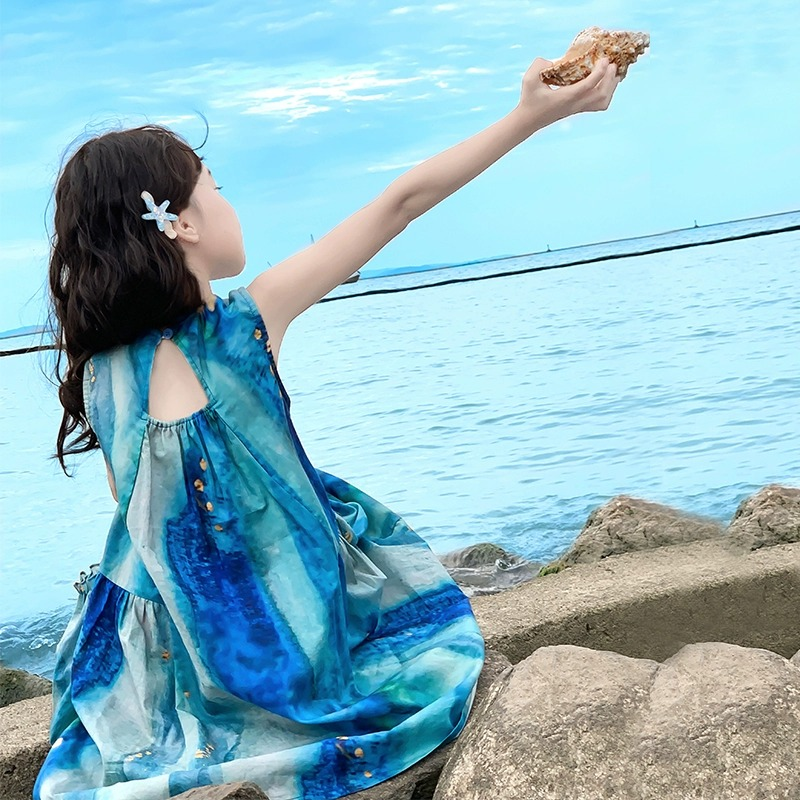 新公主裙女童连衣裙儿童裙子2025新款夏棉布裙亲子海边度假沙滩裙