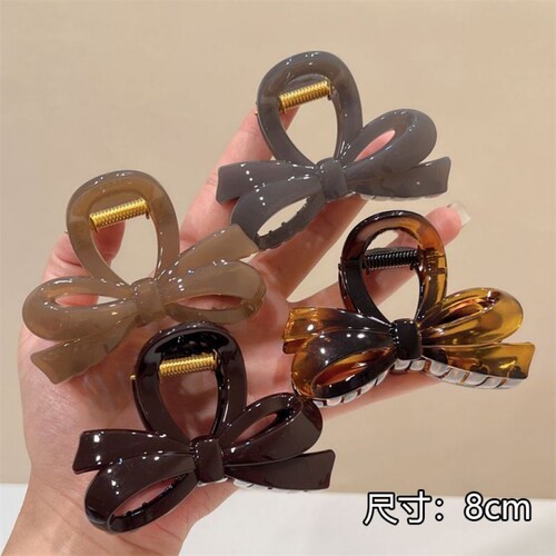 新款蝴蝶结抓夹大号发夹加厚高级感后脑勺鲨鱼夹百搭气质果冻
