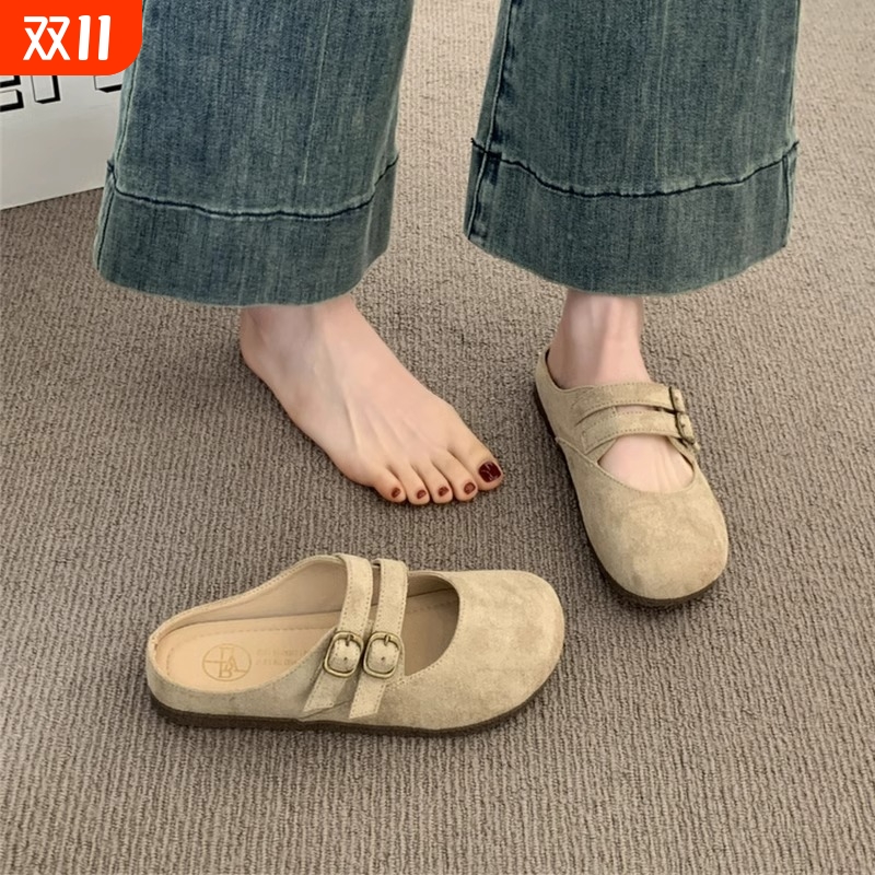 勃肯鞋包头半拖鞋女超火2025新款夏季爆款外穿凉拖懒人一脚蹬单鞋