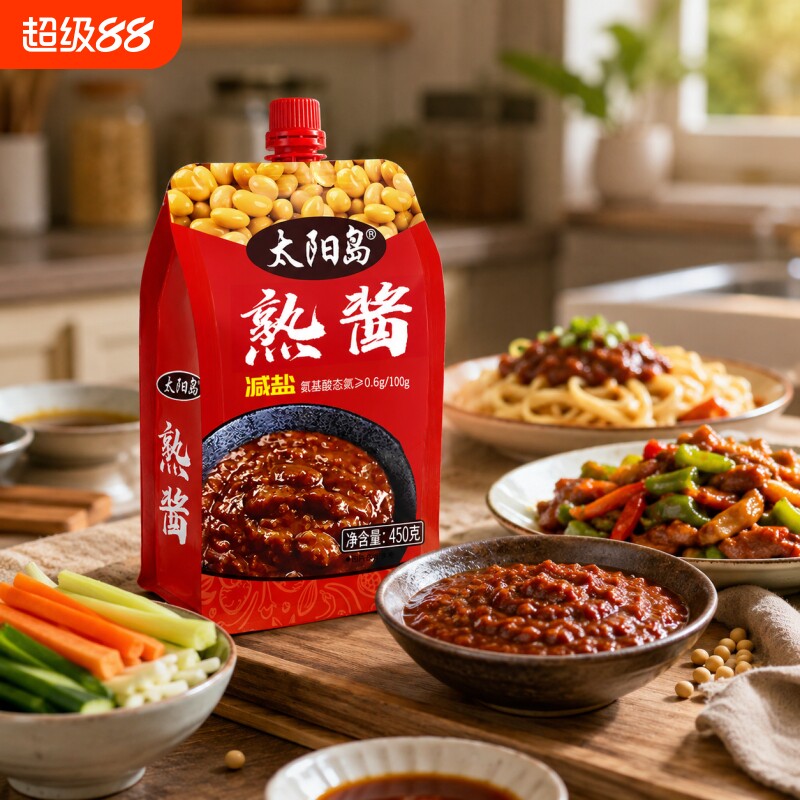 太阳岛熟酱450g袋装拧盖包装东北大酱大豆酱黄豆酱拌面酱黄瓜蘸酱图片