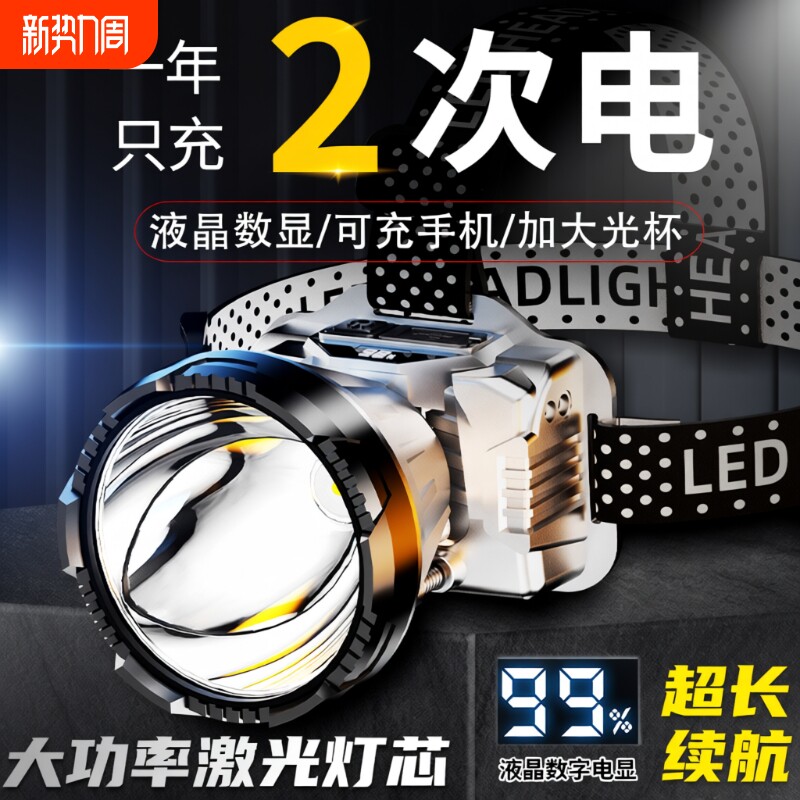 头灯强光充电超亮钓鱼头戴式专用超长续航手电筒矿灯感应夜钓照明