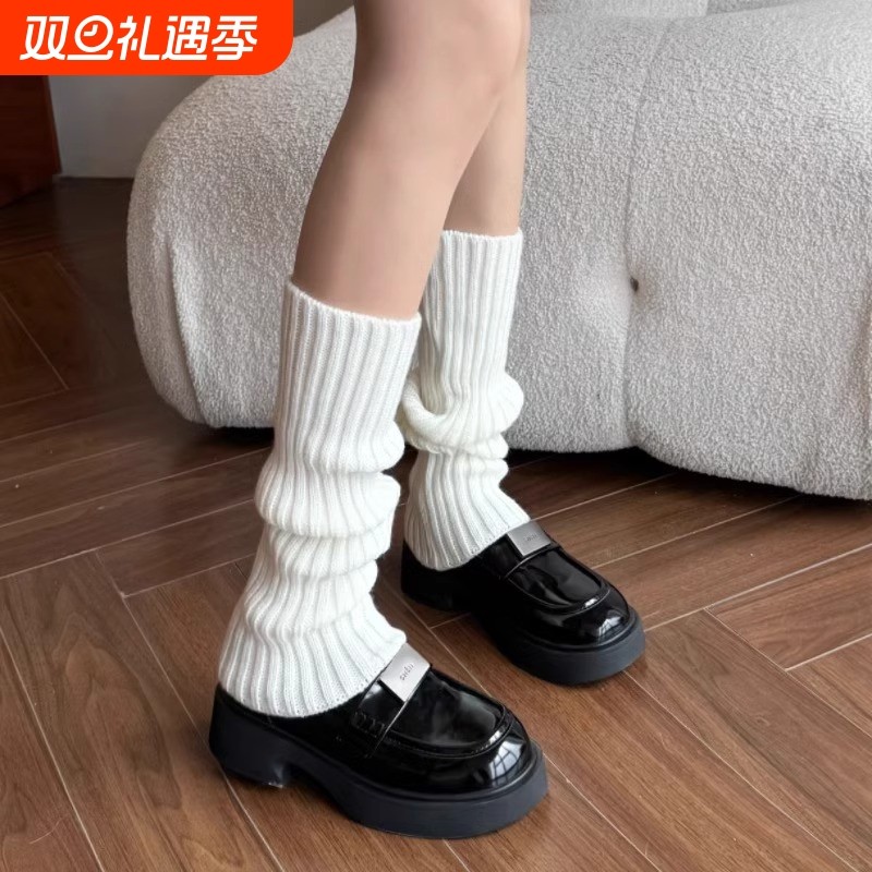 袜套女生堆堆袜秋冬款加厚保暖针织jk袜潮流洛丽塔长筒袜灰色外穿