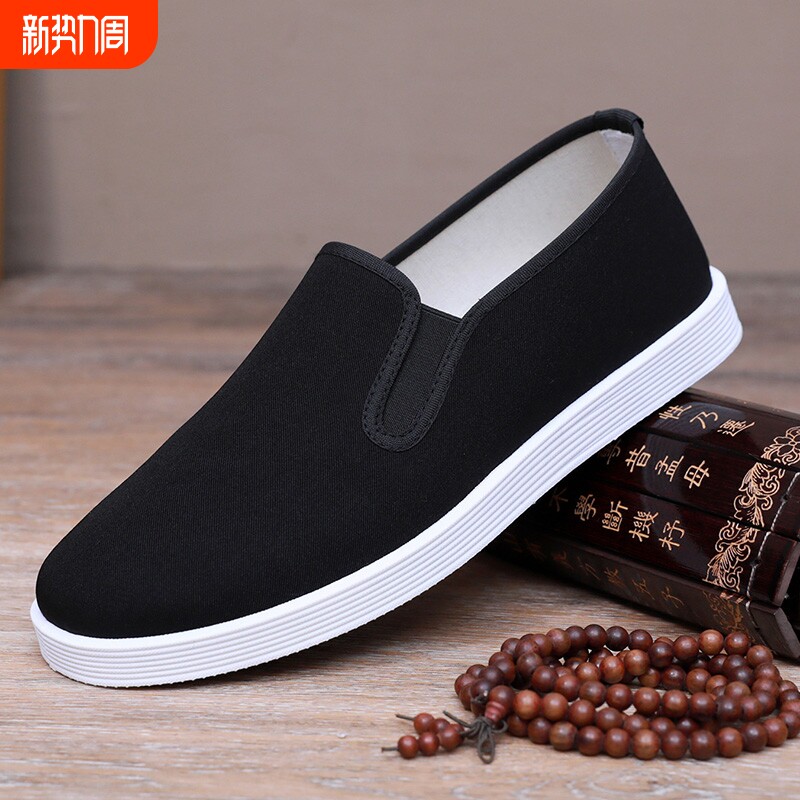 老北京布鞋男2026春季一脚蹬懒人鞋软底休闲鞋时尚透气单鞋爸爸鞋