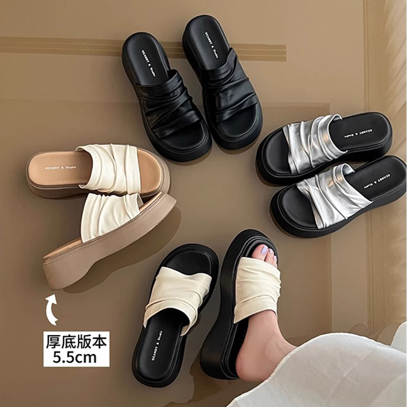 厚底增高一字拖鞋女2025夏季新款外穿高颜值时尚百搭配裙子凉拖鞋