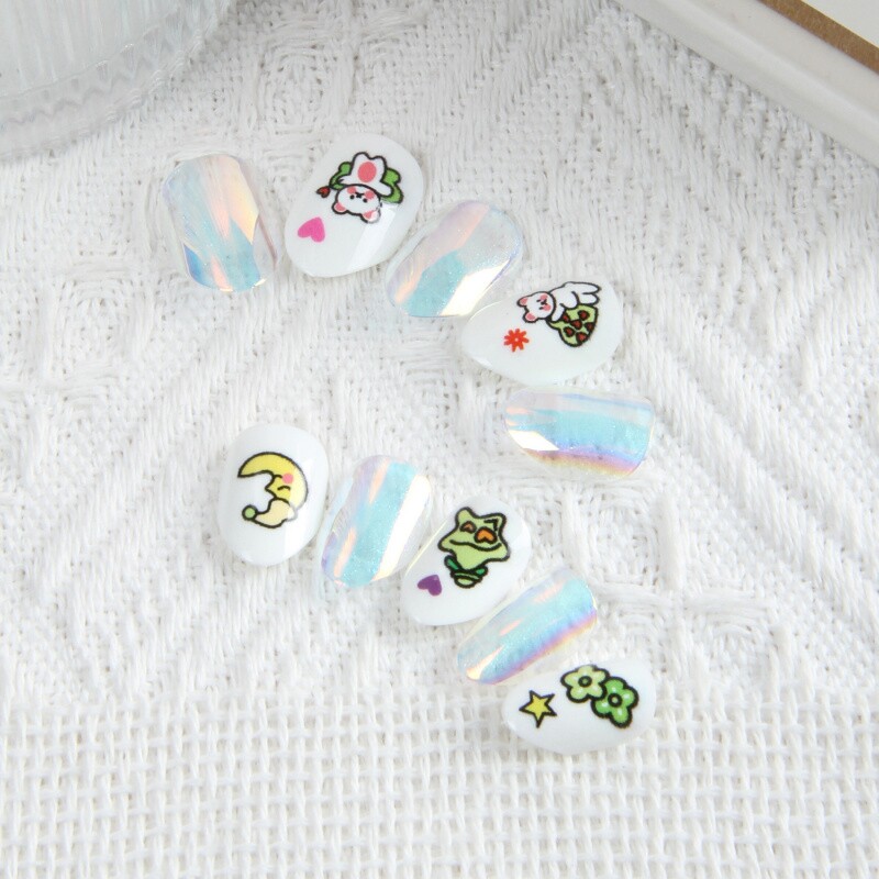 月亮小熊磷光电镀儿童穿戴甲安全环保欧美现货