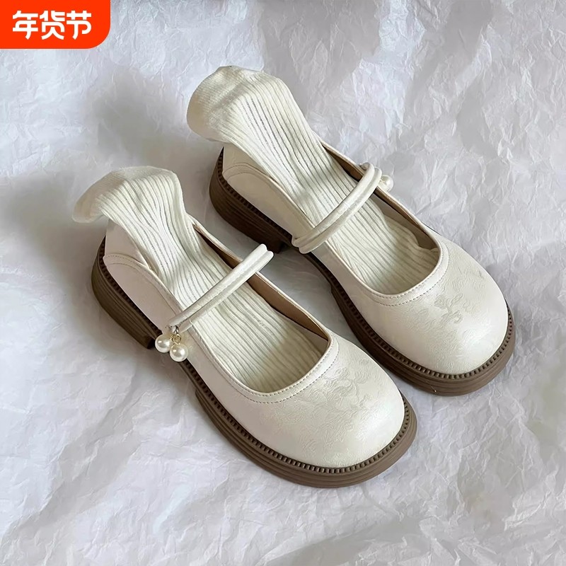 新中式国风软底玛丽珍小皮鞋女2025年春秋新款休闲温柔风浅口单鞋,女鞋,浅口单鞋,淘宝优惠券,粉丝福利购,淘宝优惠卷