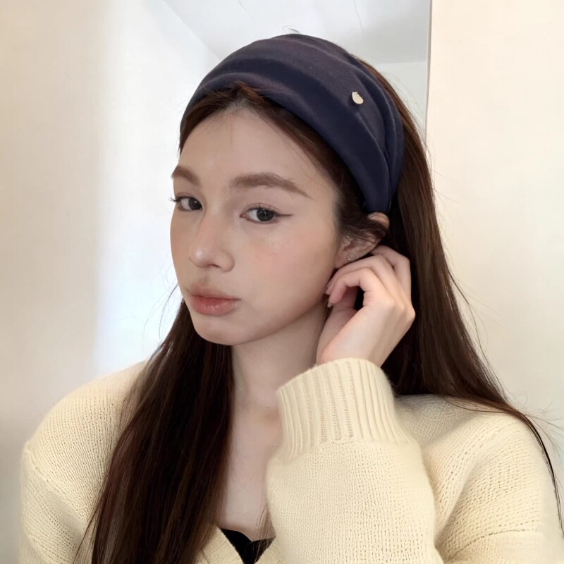 宽边发箍女2026新款复古纯色加宽高颅顶显脸小发带黑色蓝色灰色