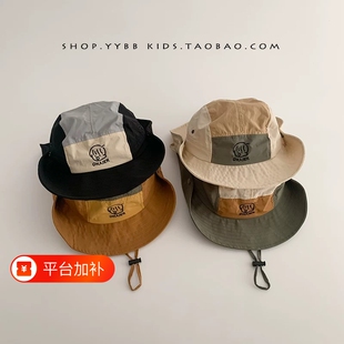 儿童户外防晒遮阳帽子春夏薄款男女宝宝出游速干太阳帽夏可折叠