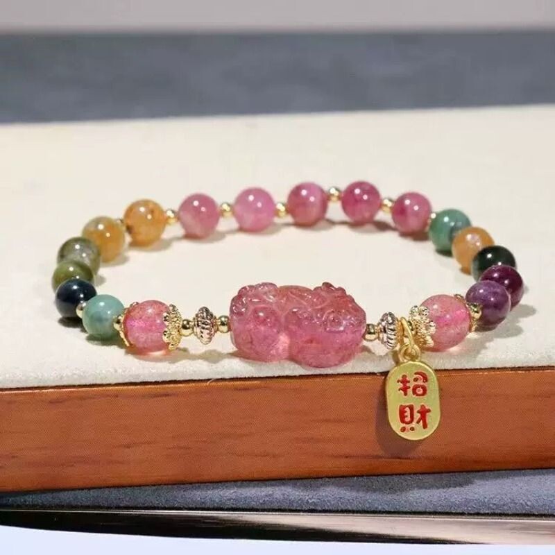 碧玺手链女士天然小颗粒水晶貔貅手饰品送妈妈生日礼物手串