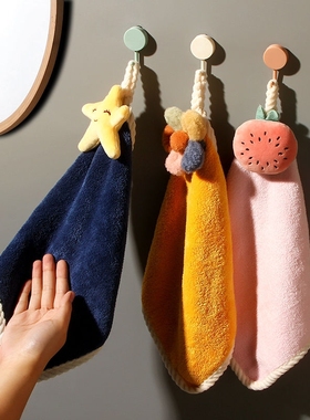 珊瑚绒擦手巾高颜值可挂式卡通超强吸水毛巾儿童宝宝可爱手巾