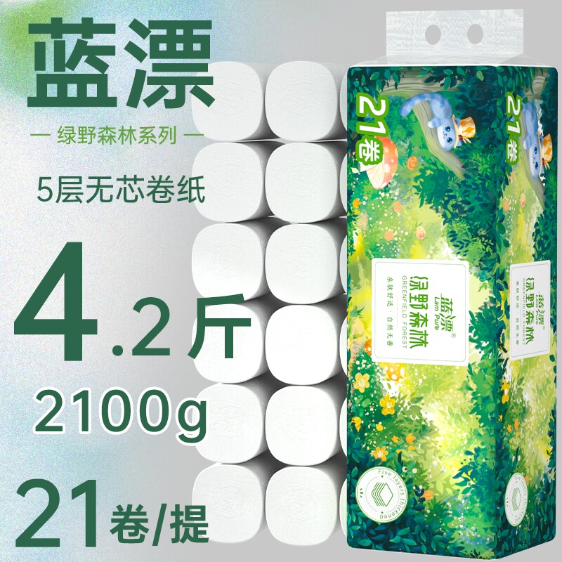 蓝漂卷纸21大卷卫生纸厕纸家用专用实惠装纸巾卷筒纸无芯厕所手纸图片
