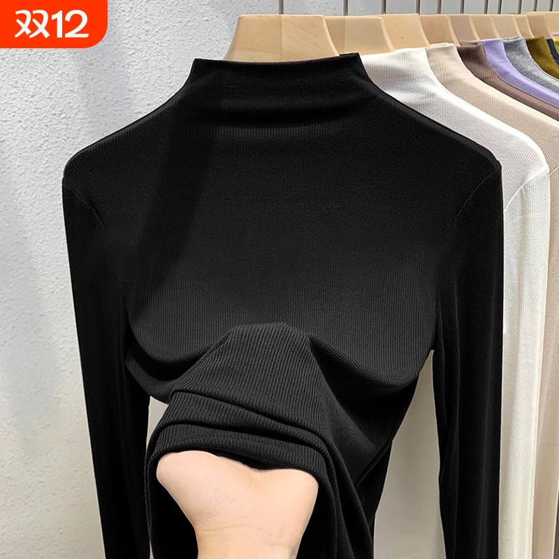 黑色半高领打底衫女内搭2025新款