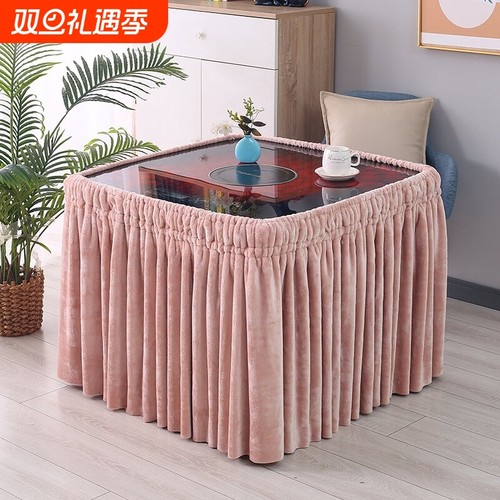 双面绒烤火桌罩套正方形麻将机取暖桌电炉罩长方形加厚圆桌烤火罩