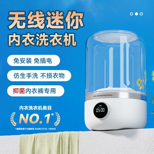 洗脱一体迷你内衣洗衣机洗袜子内裤小型无线便携式洗衣杯双桶波轮
