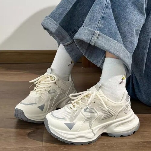 意尔康心选轻便厚底老爹鞋女款春秋款2025新款小白鞋秋季百搭浅口