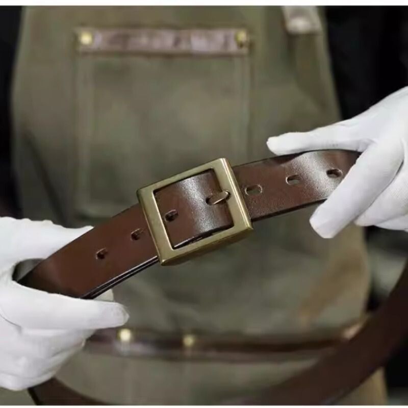 （黄铜扣+头层牛皮）手工男士牛皮针扣休闲复古腰带真皮带